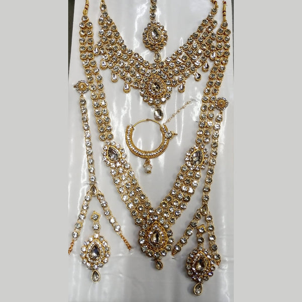 Kumavat Jewels Crystal Stone Designer Bridal Jewellery  Set