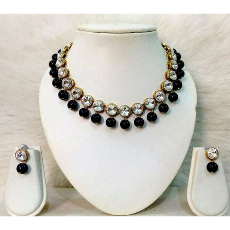 Kumavat Jewels Crystal Stone & Beads Choker Necklace Set