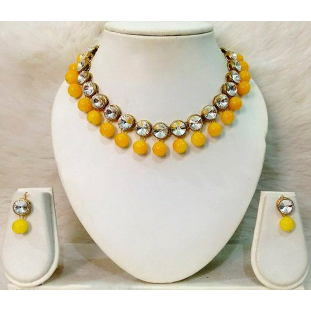 Kumavat Jewels Crystal Stone & Beads Choker Necklace Set