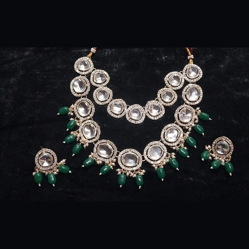 Kumavat Jewels Silver Plated AD Stone Necklace Set