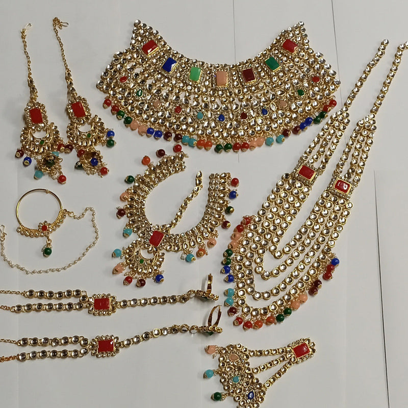 Kumavat Jewels Kundan Stone Multi Color Designer Bridal Jewellery  Set