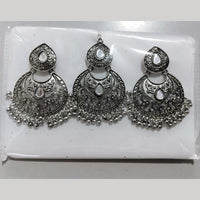 Darshan Jewellers Oxidized Plated Pack Of 12 Dangler Earrings With Maang Tikka