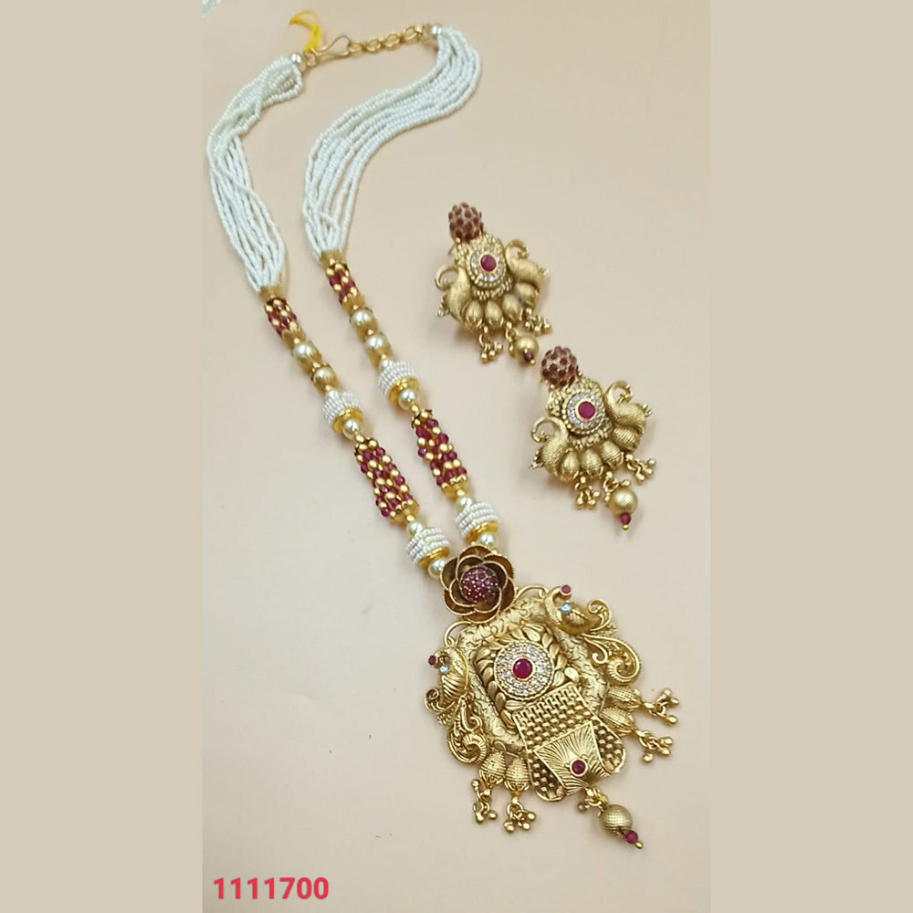 Padmawati Bangles Pota Stone Gold Plated Long Necklace Set