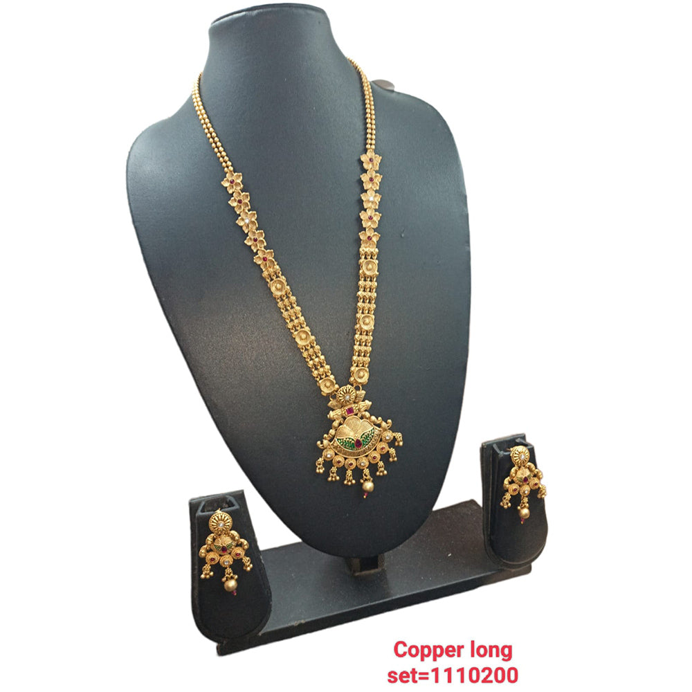 Padmawati Bangles Pota Stone Gold Plated Long Necklace Set