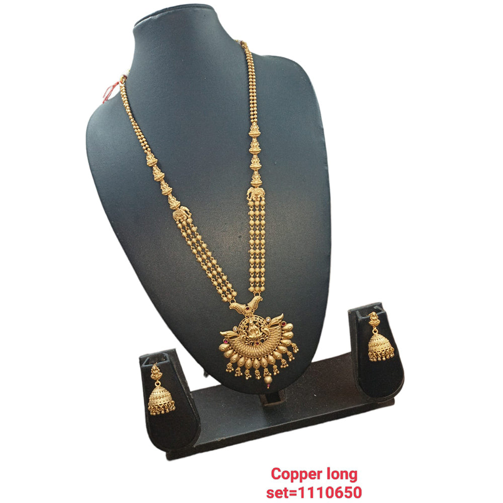 Padmawati Bangles Pota Stone Gold Plated Long Necklace Set