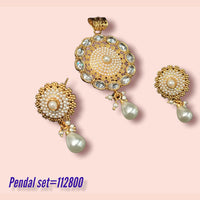 Padmawati Bangles Gold Plated Pota Stone And Pearl Pendant Set