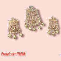 Padmawati Bangles Gold Plated Pota Stone And Pearl Pendant Set