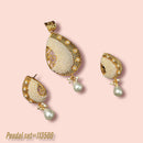 Padmawati Bangles Gold Plated Pota Stone And Pearl Pendant Set