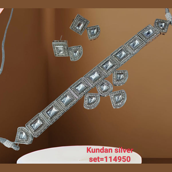 Padmawati Bangles Kundan Stone Silver Plated Choker  Necklace Set