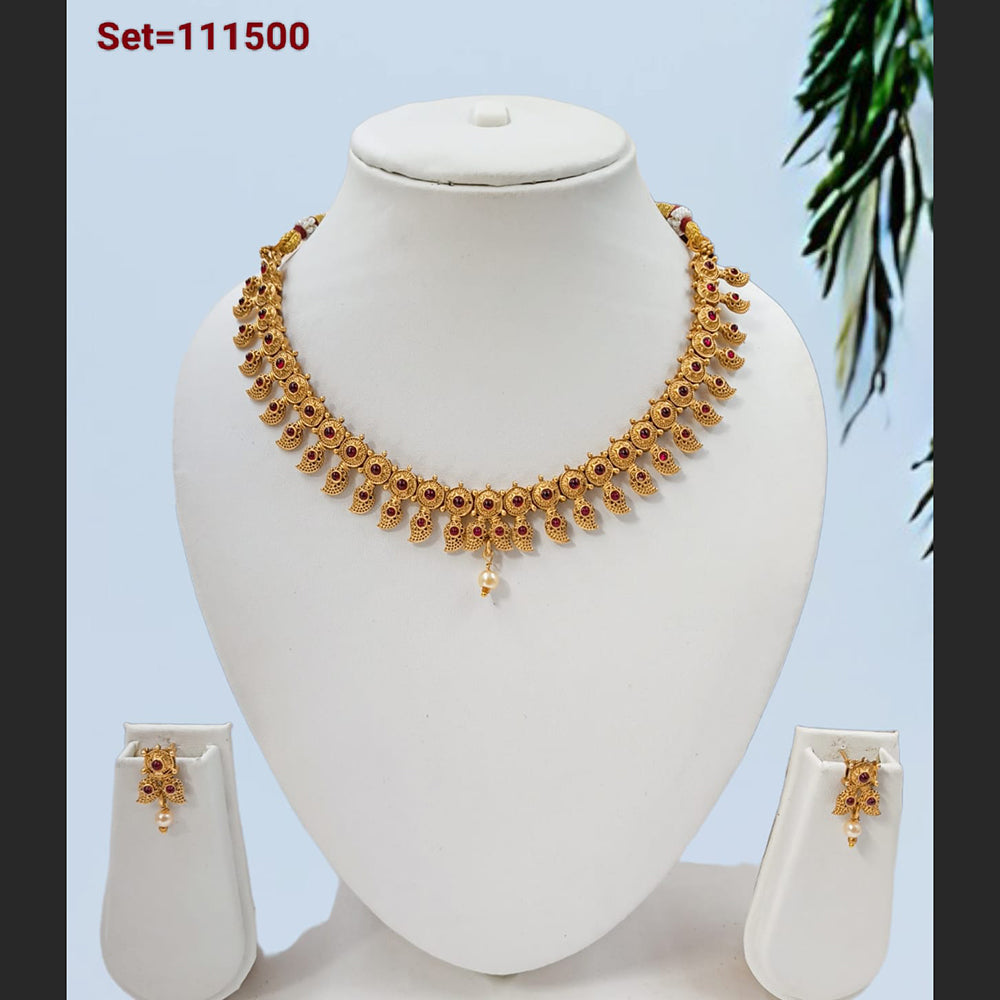 Padmawati Bangles Pota Stone Gold Plated Choker Necklace Set