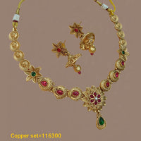 Pota Stone Gold Plated Choker Necklace Set - 10311315