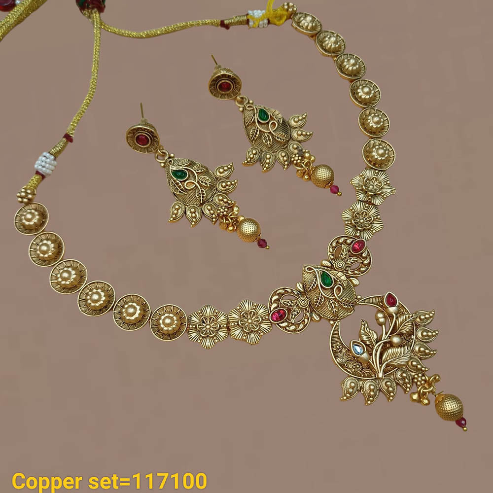 Pota Stone Gold Plated Choker Necklace Set - 10311319