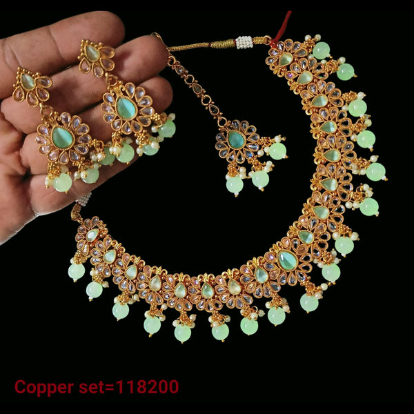 Padmawati Bangles Copper Kundan Stone & Beads Necklace Set
