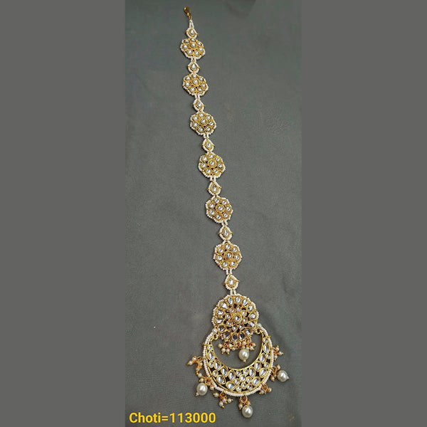 Padmawati Bangles Gold Plated Pearl And Kundan Choti Hair Jewelry for Women