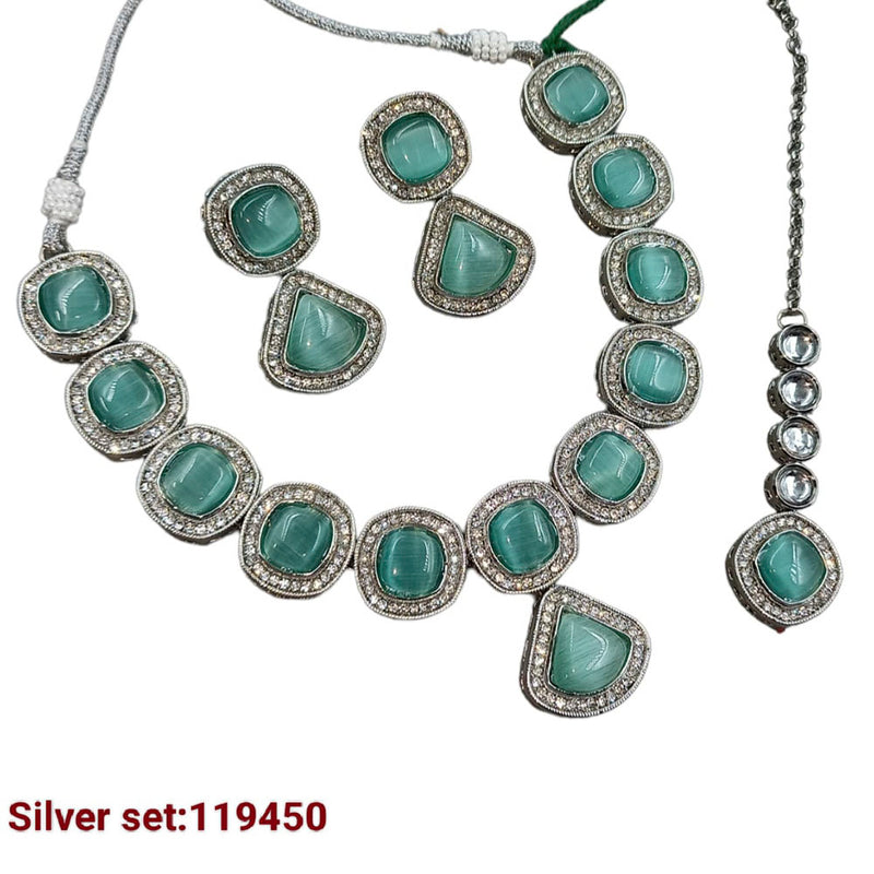 Padmawati Bangles Silver Plated Crystal Stone Necklace Set