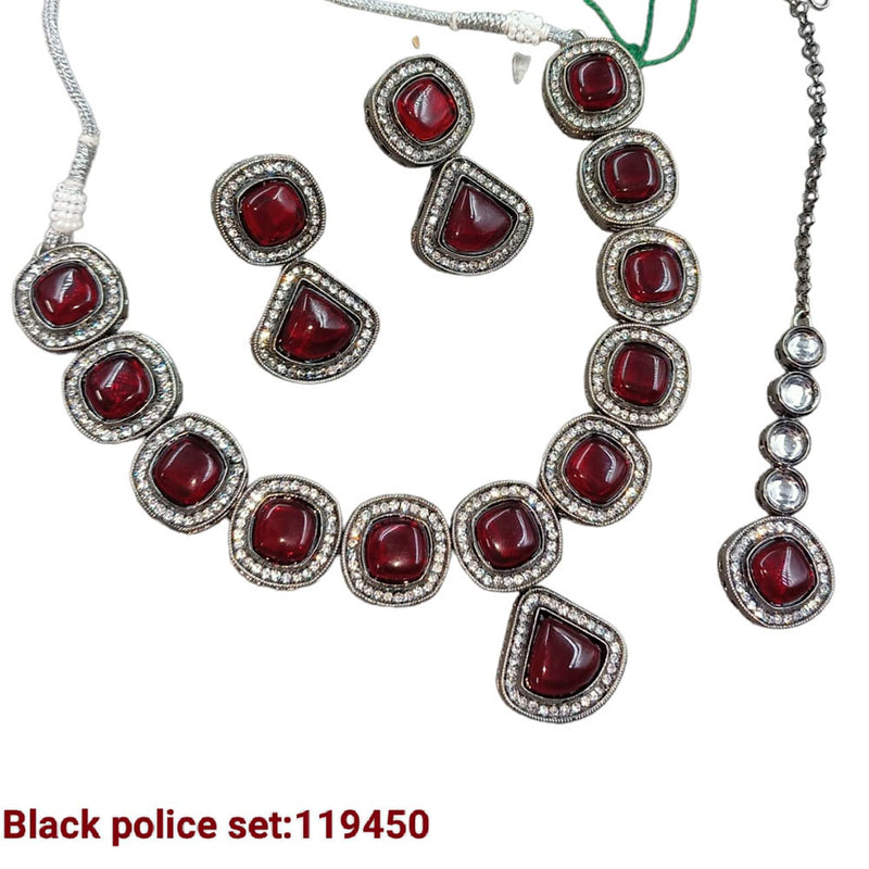 Padmawati Bangles Silver Plated Crystal Stone Necklace Set