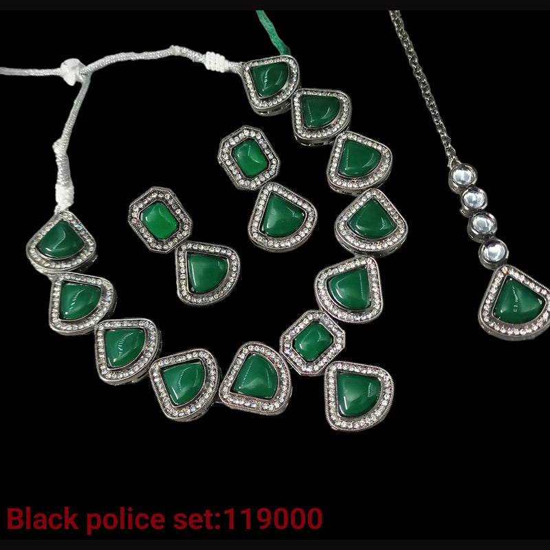 Padmawati Bangles Silver Plated Crystal Stone Necklace Set