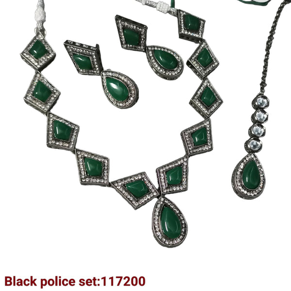 Padmawati Bangles Black Polish Crystal Stone Necklace Set