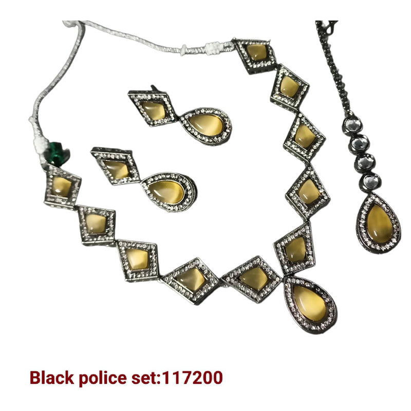 Padmawati Bangles Black Polish Crystal Stone Necklace Set