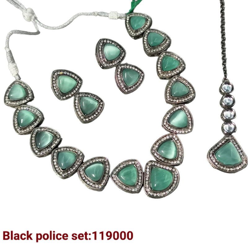 Padmawati Bangles Black Polish Crystal Stone Necklace Set