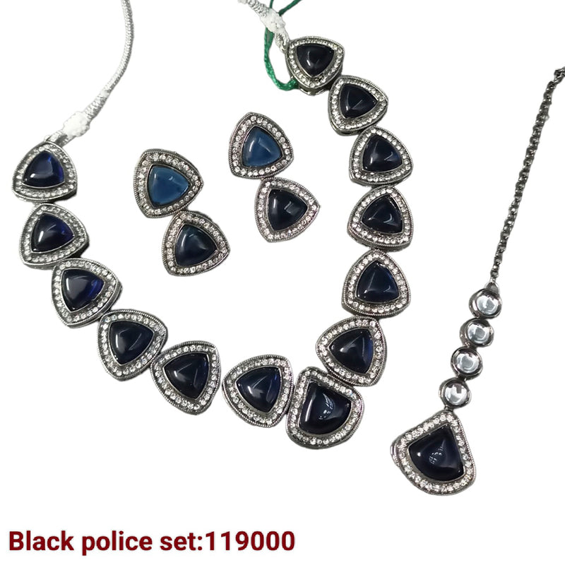 Padmawati Bangles Black Polish Crystal Stone Necklace Set