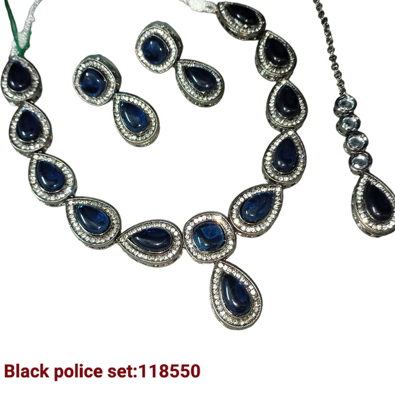 Padmawati Bangles Black Polish Crystal Stone Necklace Set