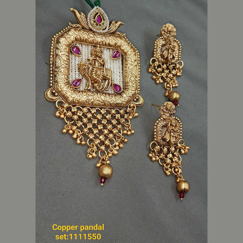 Padmawati Bangles Gold Plated Kundan Stone Pendant Set