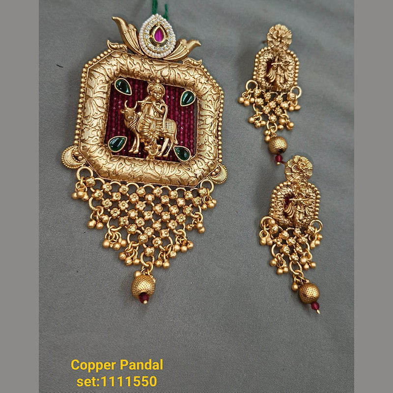 Padmawati Bangles Gold Plated Kundan Stone Pendant Set