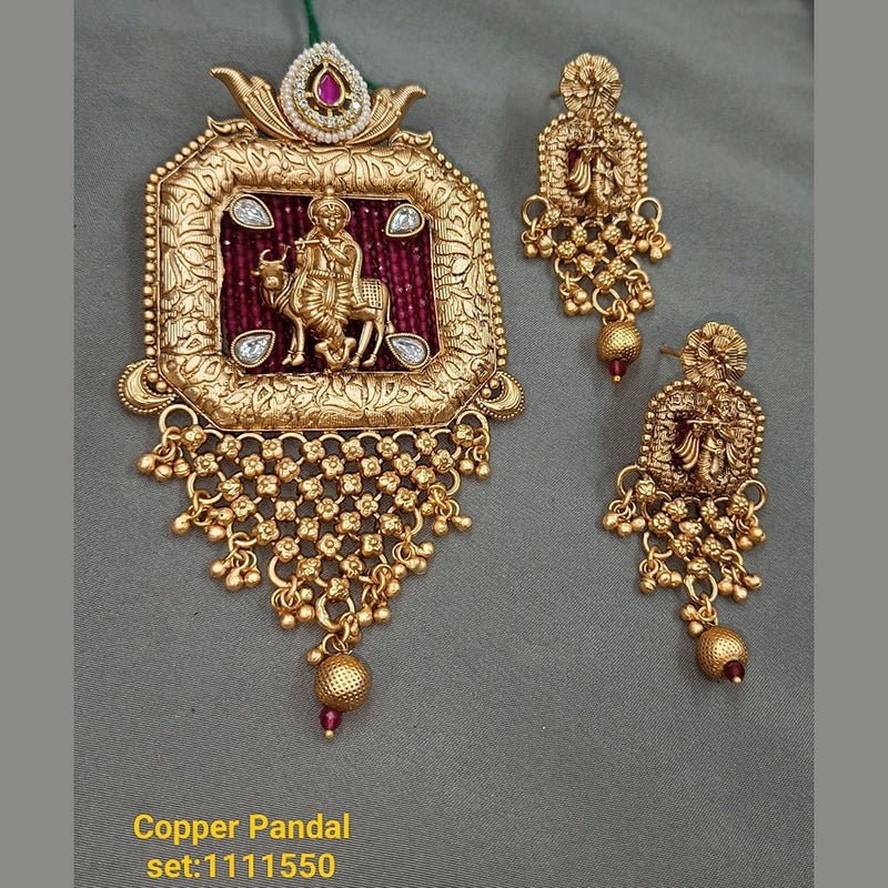 Padmawati Bangles Gold Plated Kundan Stone Pendant Set