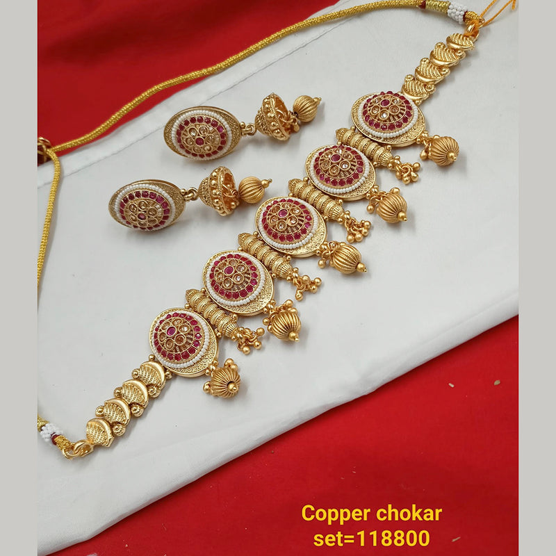 Padmawati Bangles Kundan Stone Copper Choker Necklace Set