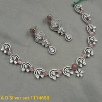 Padmavati Bangles Silver Plated AD Stone Necklace Set