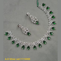 Padmavati Bangles Silver Plated AD Stone Necklace Set