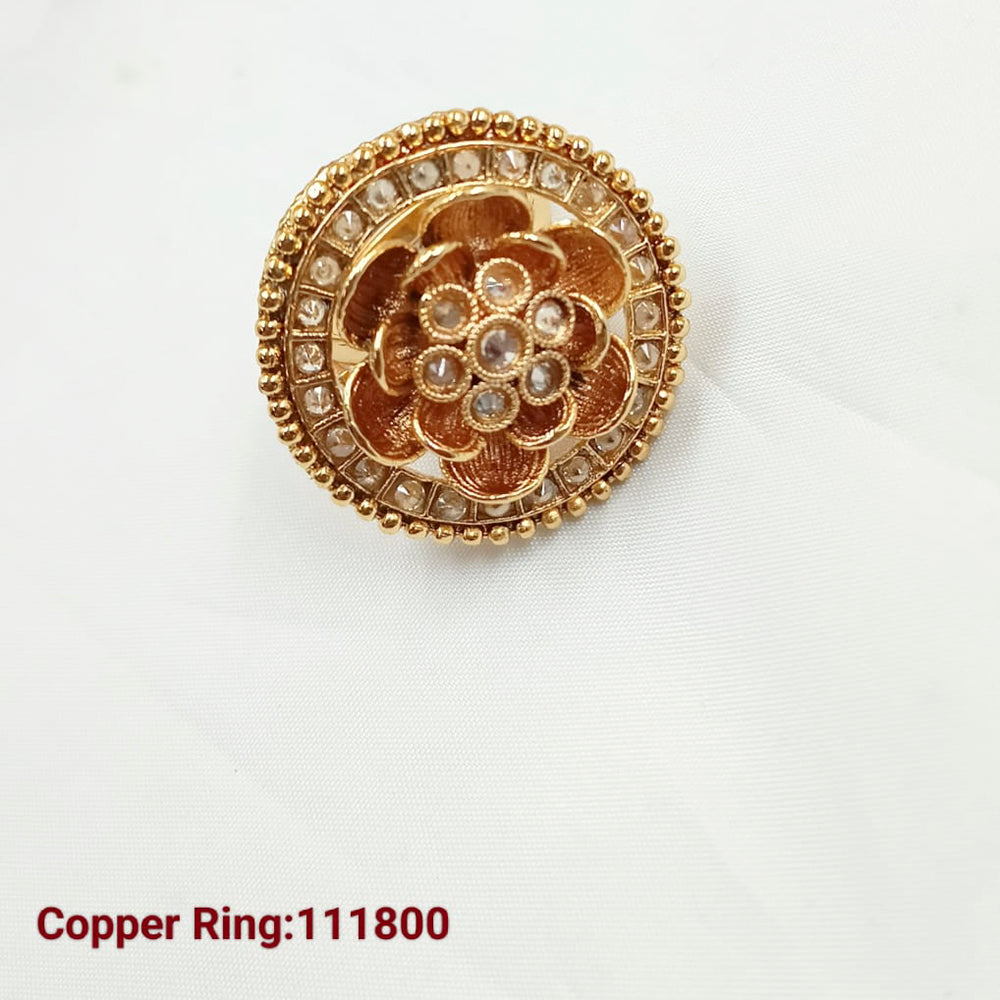 Padmawati Bangles Copper Gold Plated Pota Stone Adjustable Ring