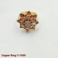 Padmawati Bangles Copper Gold Plated Pota Stone Adjustable Ring