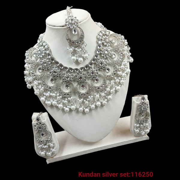 Padmawati Bangles Silver Plated Kundan & Beads Necklace Set