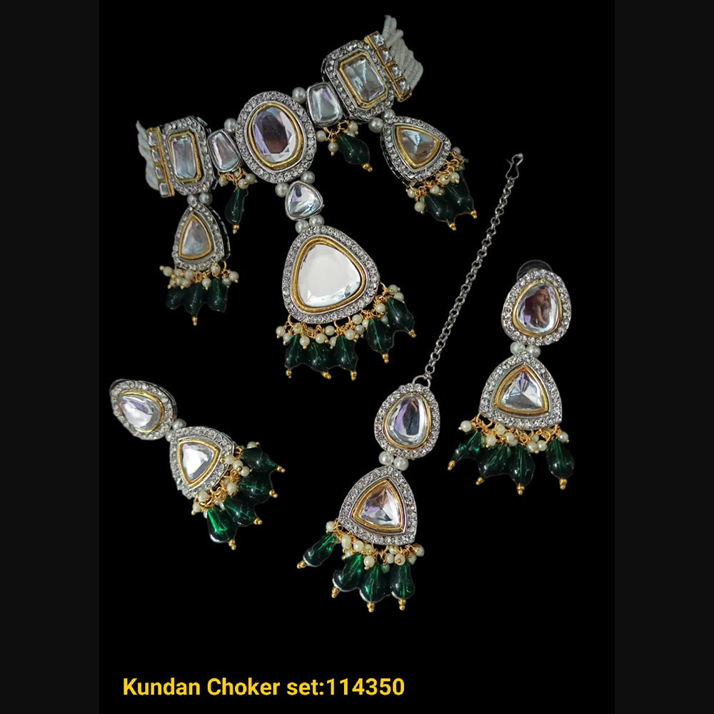 Padmawati Bangles 2 Tone Plated Kundan Choker Necklace Set