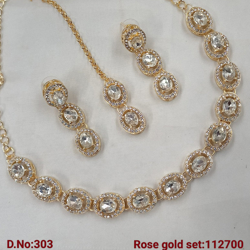 Padmawati Bangles Rose Gold Plated Austrian Stone Necklace Set