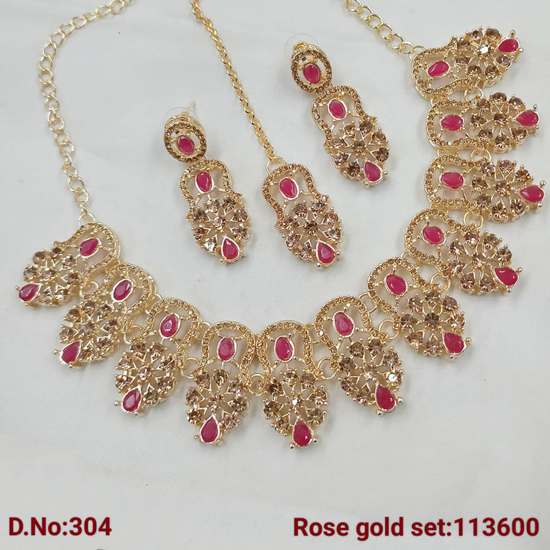 Padmawati Bangles Rose Gold Plated Austrian Stone Necklace Set