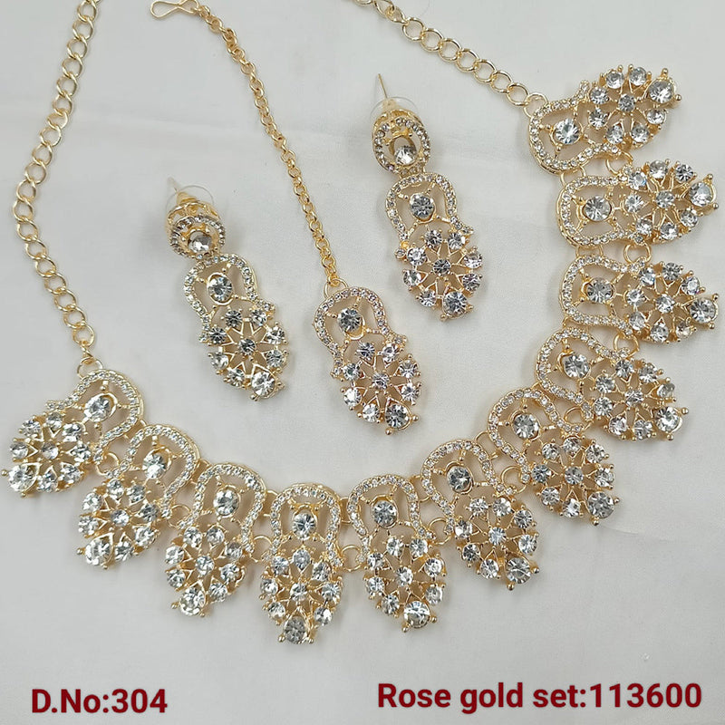 Padmawati Bangles Rose Gold Plated Austrian Stone Necklace Set