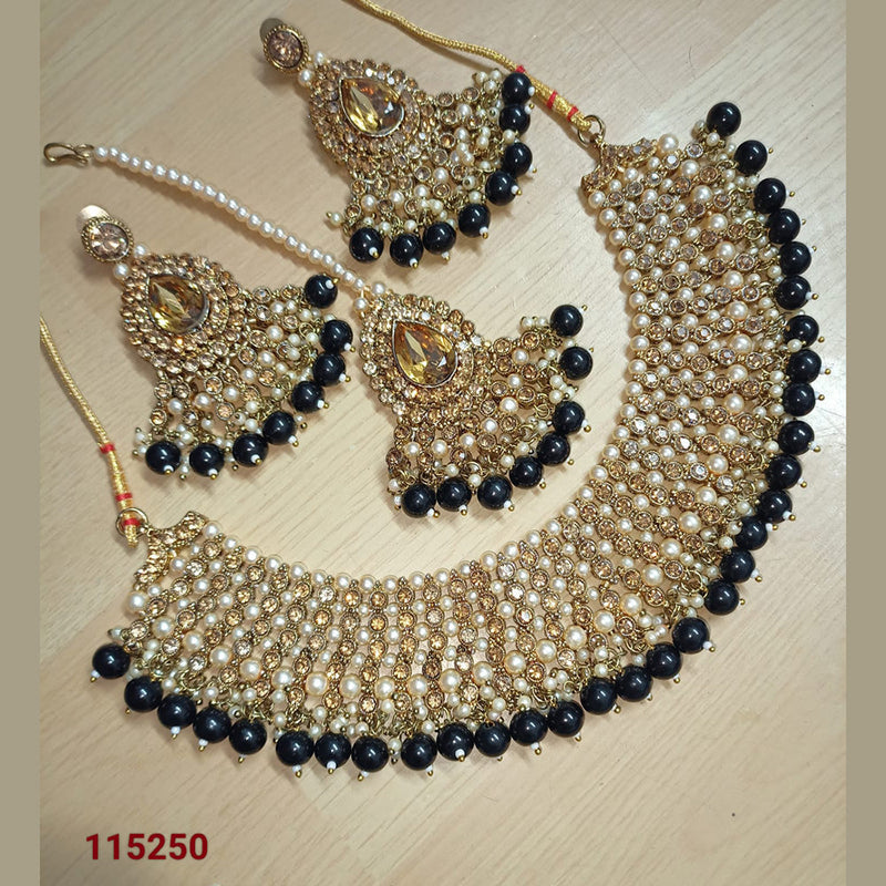 Padmawati Bangles Gold Plated Crystal Stone Necklace Set