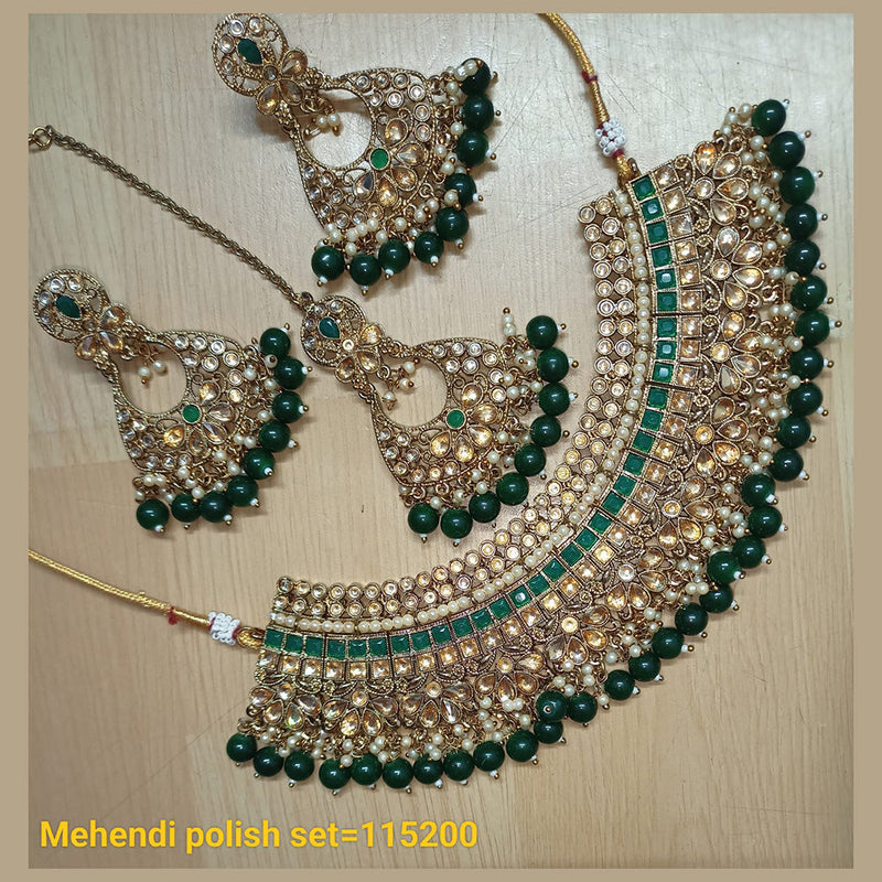 Padmawati Bangles Gold Plated Crystal Stone Necklace Set