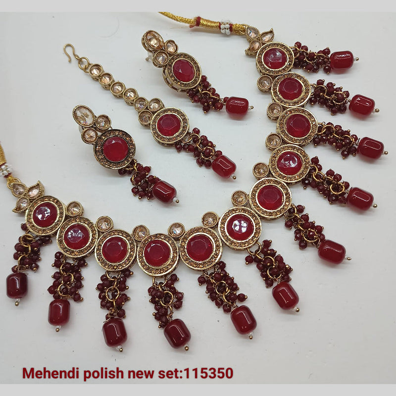 Padmawati Bangles Gold Plated Crystal Stone Necklace set