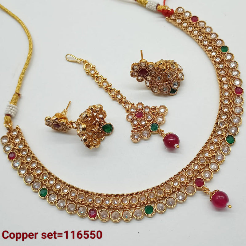 Padmawati Bangles Copper Gold Crystal Stone Necklace set