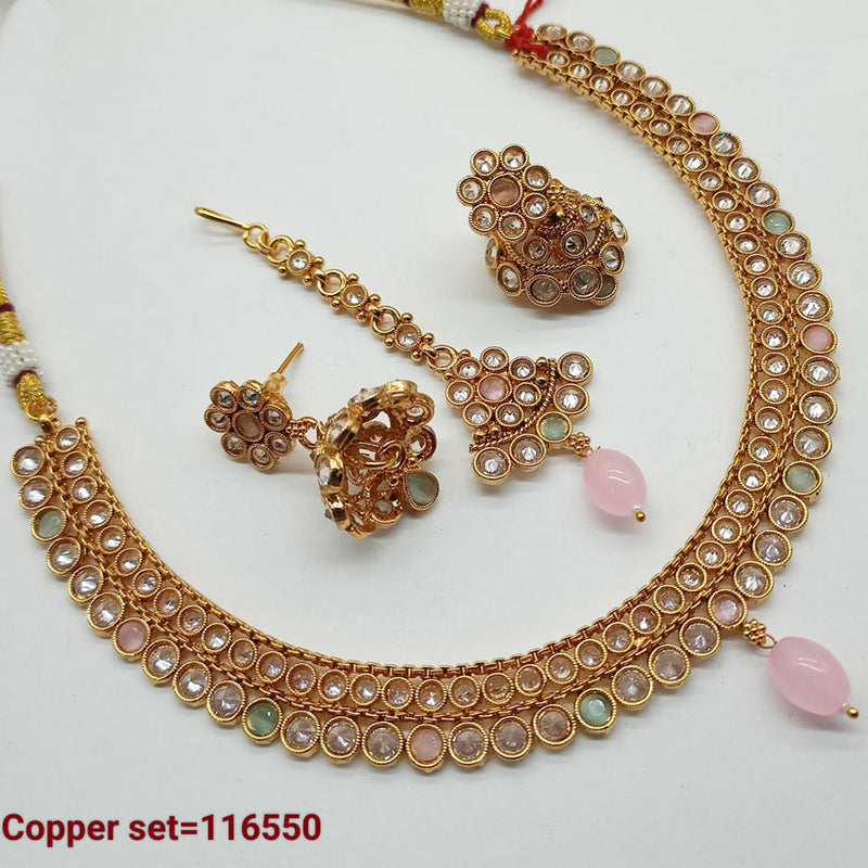 Padmawati Bangles Copper Gold Crystal Stone Necklace set