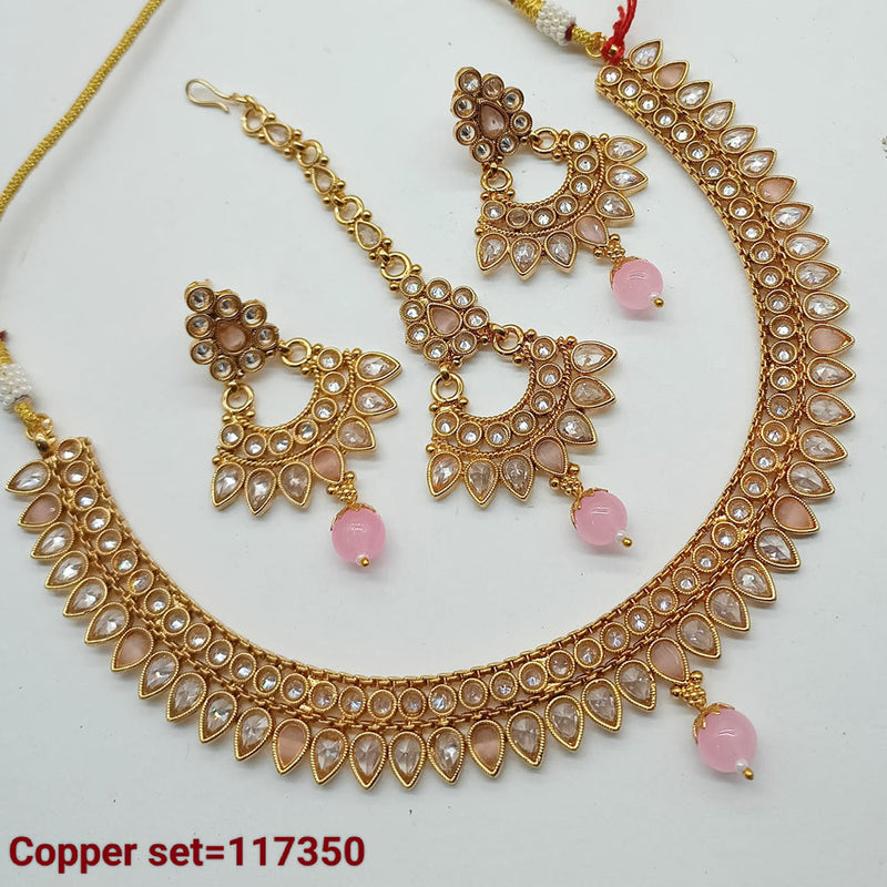 Padmawati Bangles Copper Gold Crystal Stone Necklace set