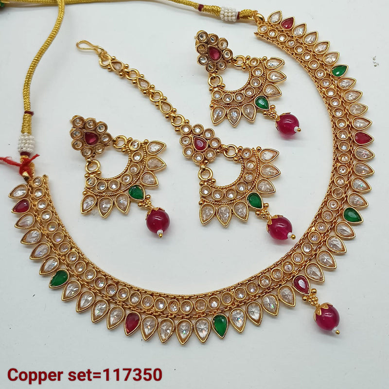 Padmawati Bangles Copper Gold Crystal Stone Necklace set