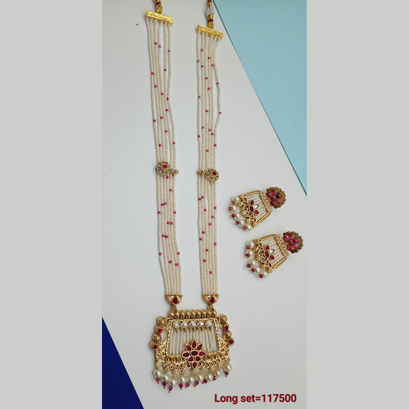 Padmawati Bangles Gold Plated Pearl Long Necklace Set