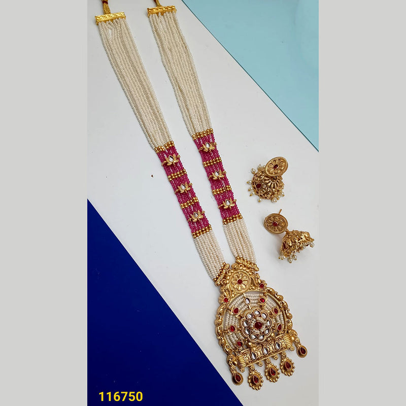 Padmawati Bangles Gold Plated Pearl Long Necklace Set