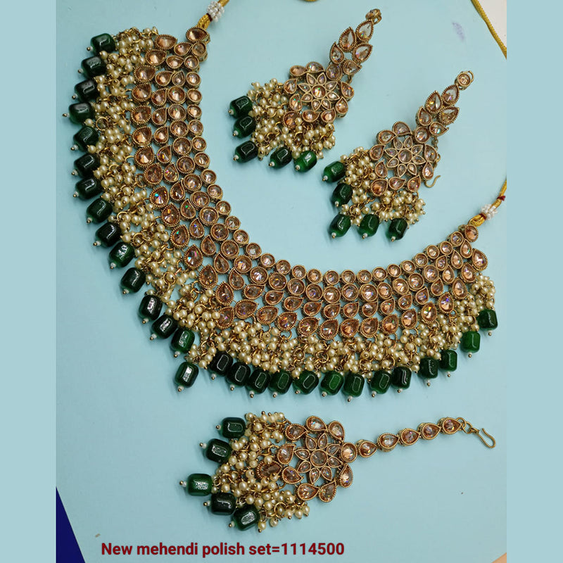 Padmawati Bangles Gold Plated Crystal Stone Necklace Set