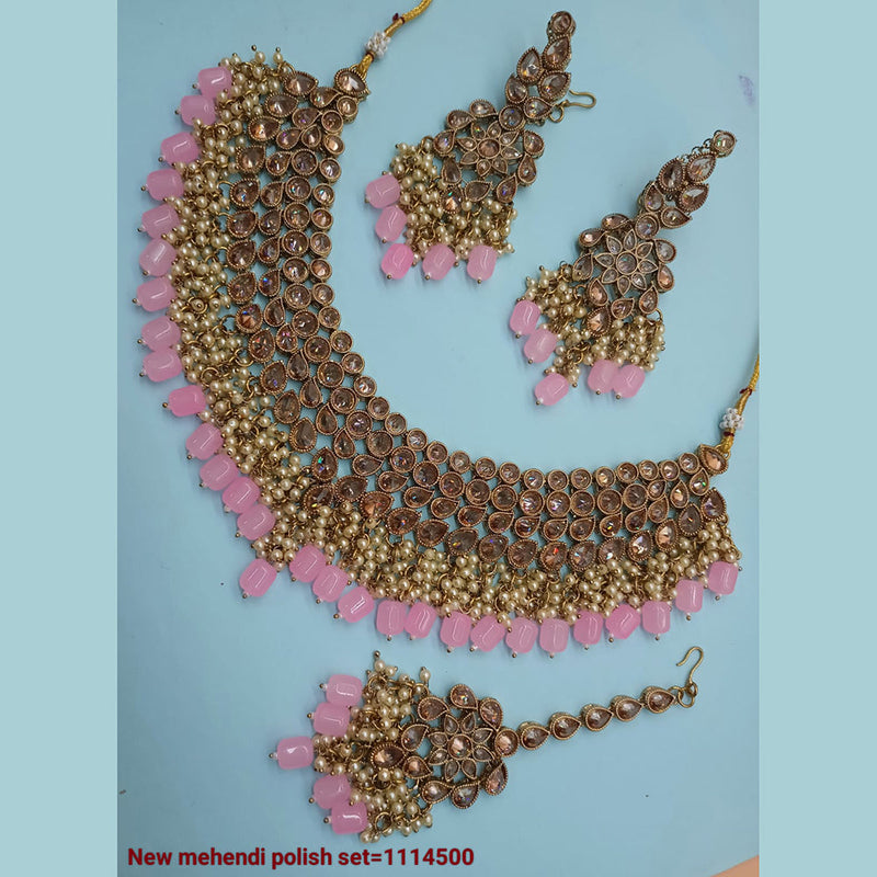 Padmawati Bangles Gold Plated Crystal Stone Necklace Set